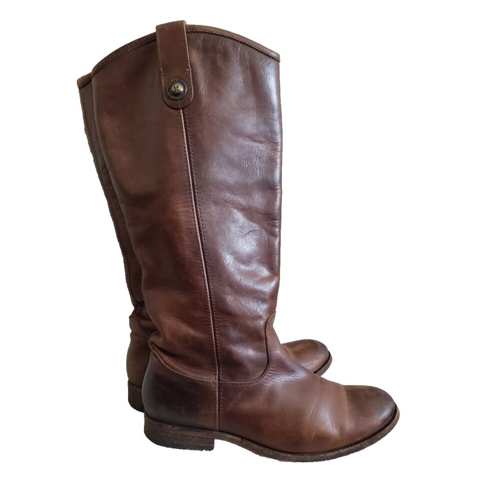 Frye Melissa Button Lug Riding Boots Cognac Tall Boots Women's Size 7.5B 3477172